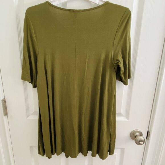Eileen Fisher Top Womens Size Small Olive Green Jersey Knit Short Sleeve Scoop - Picture 4 of 4